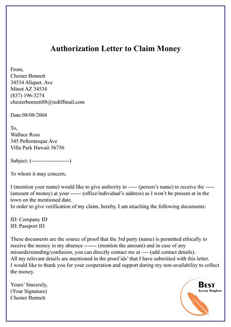 authorization letter to claim money in ayuda|Authorization Letter to Claim Money .